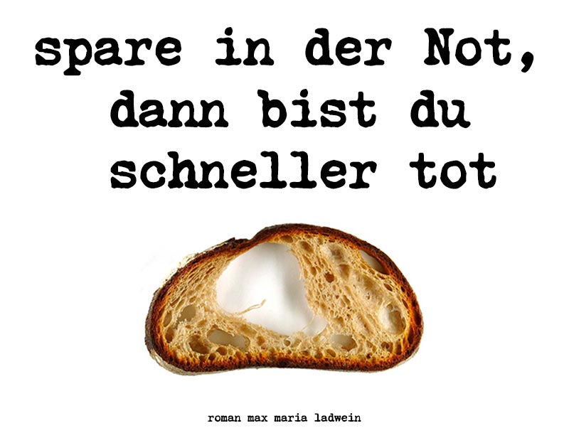 spare in der Not, dann bist du schneller tot - german author roman ladwein